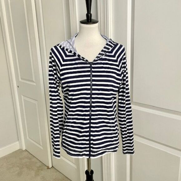 Tommy Bahama Blue White Stripe Hooded Full Zip UPF Jacket Size XL - Picture 4 of 6